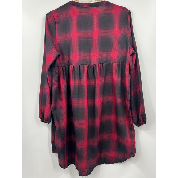 Knox Rose Shirt Dress Womens Red Black Plaid Button Up Size 2XL Long Sleeves‎ - Picture 8 of 8